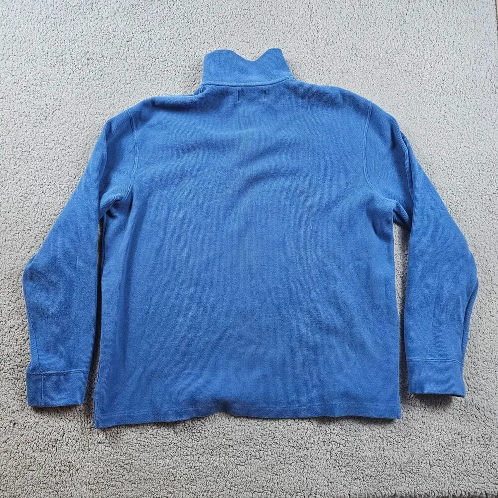 Vintage Polo Ralph Lauren Sweater Mens Large Blue Pullover 1/4 Zip Mock Neck 90s